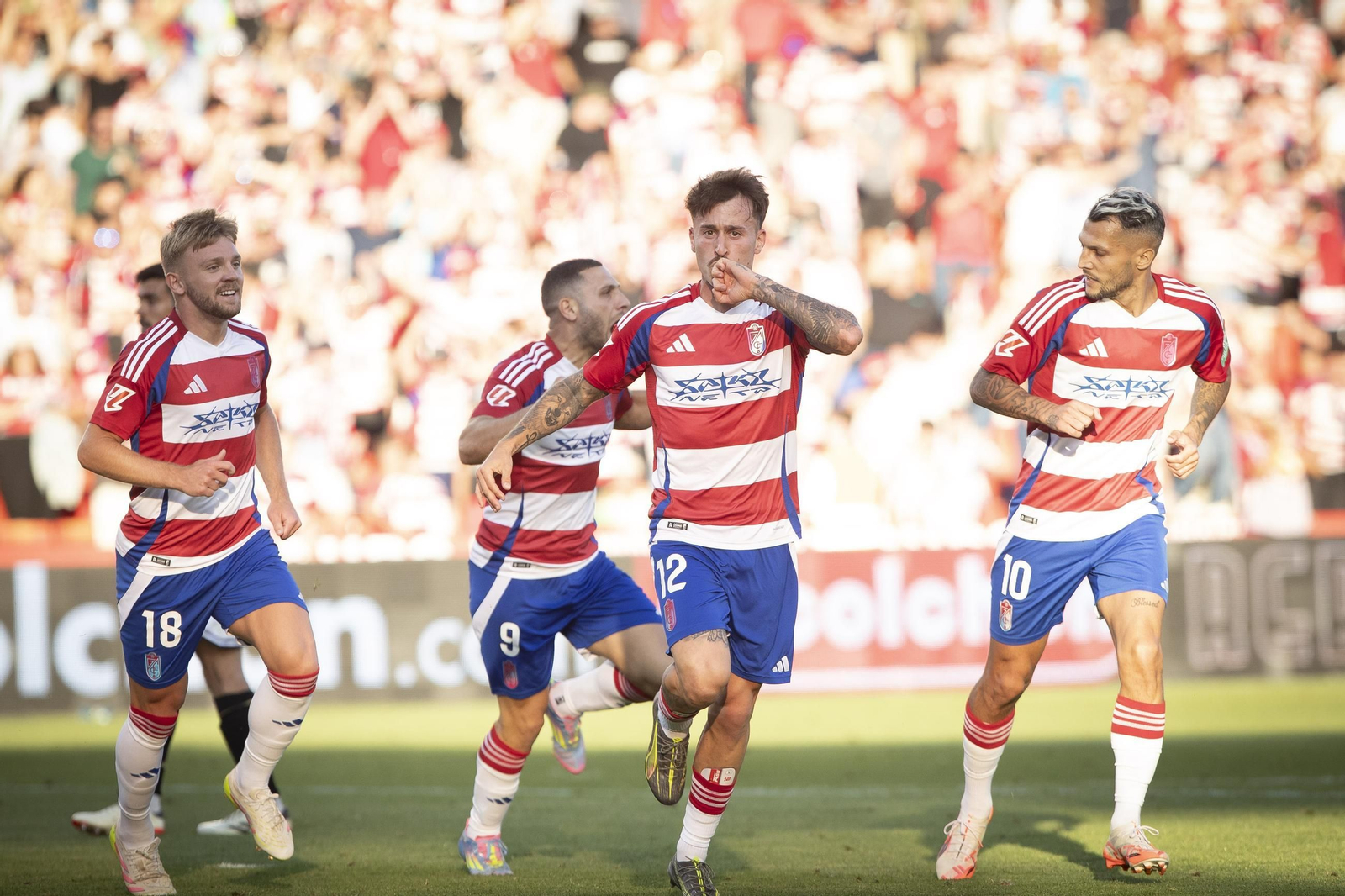 Ricard celebra el tanto del triunfo de los rojiblancos ante el Castellón.