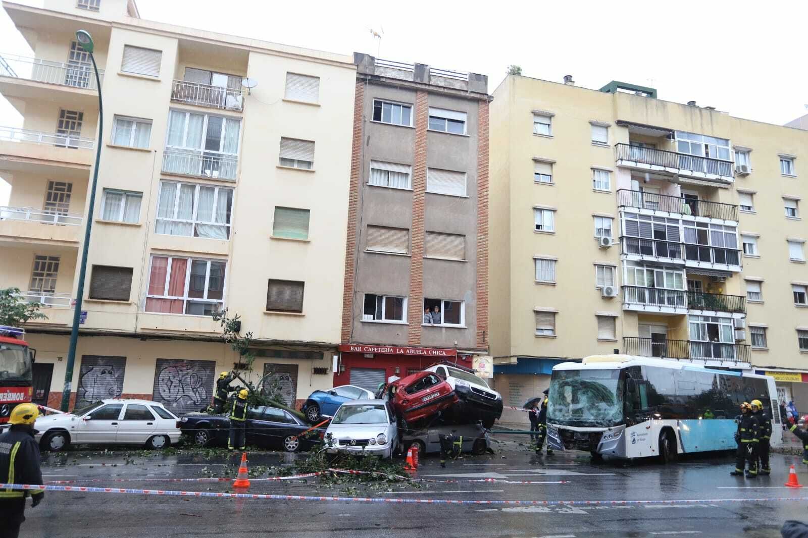 Fotos del accidente del autobús en Málaga