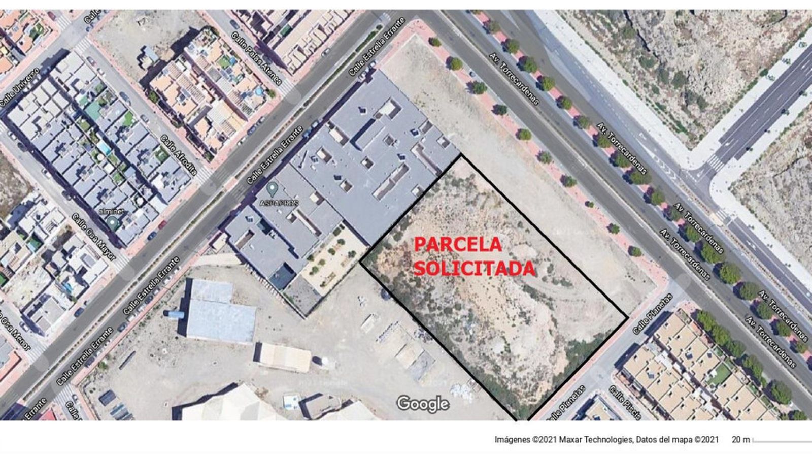 Parcela municipal que se ha cedido a Aspapros