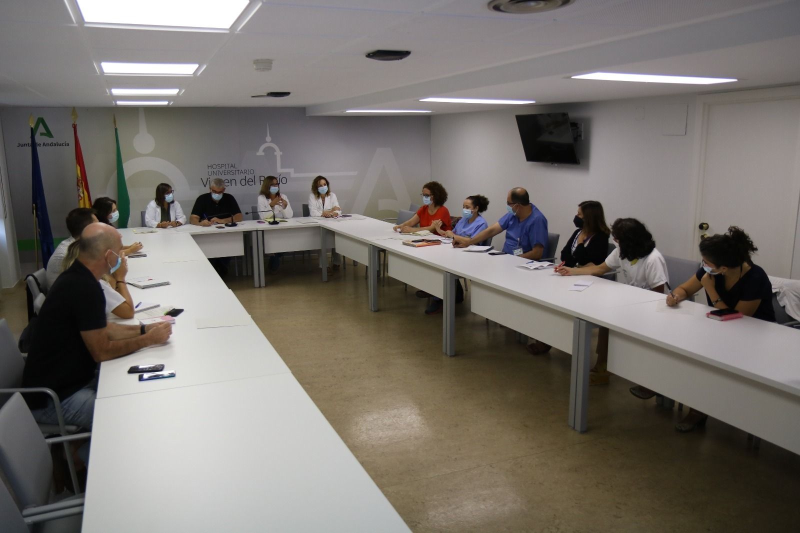 Un momento de la última reunión de la Comisión de Humanización del Virgen del Rocío.