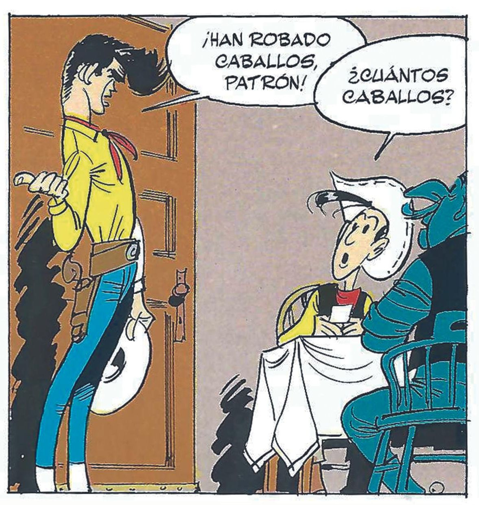 Homenaje de Goscinny y Morris a Jerry Spring (1954), la serie de cómics creada por Jijé.