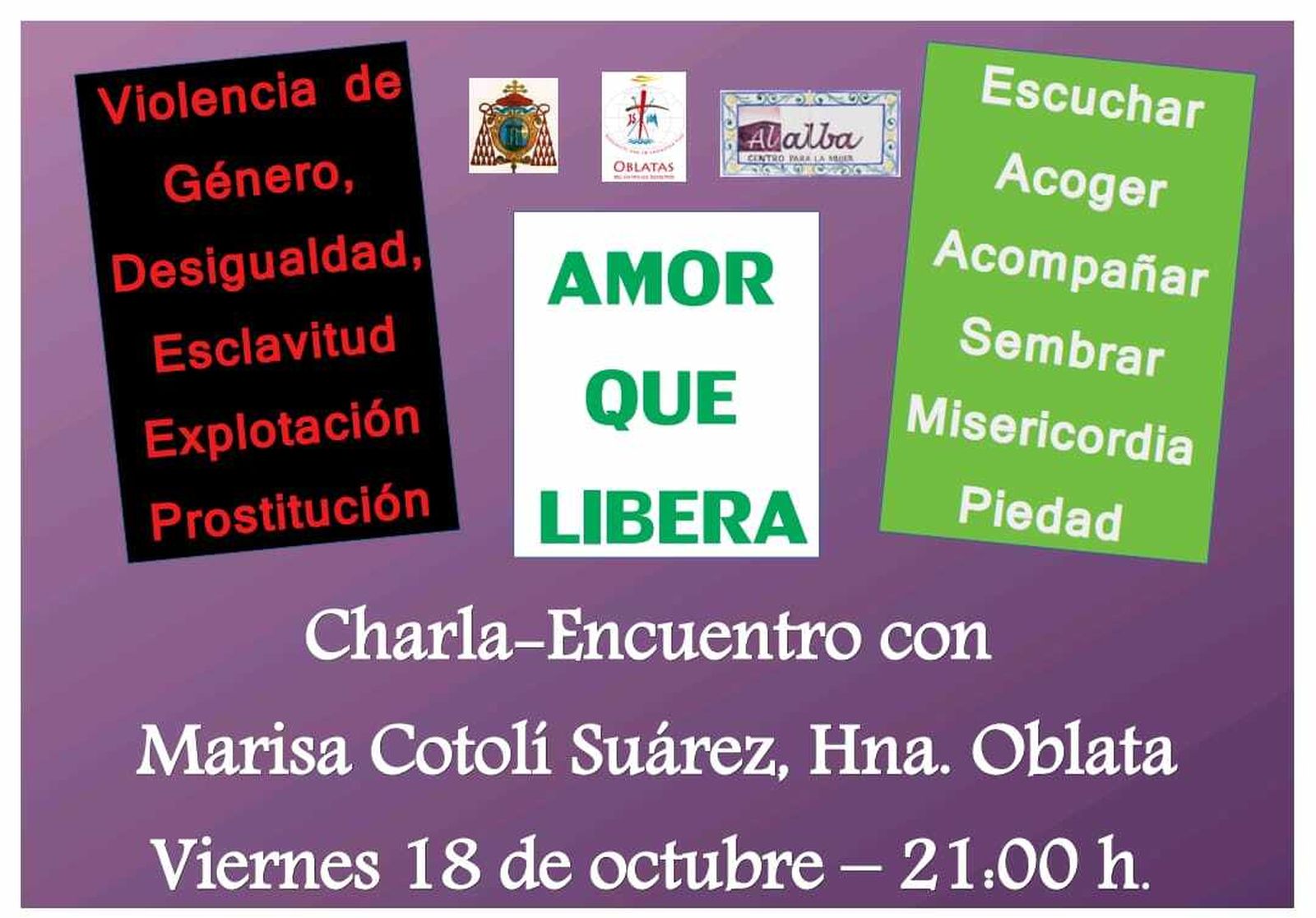 Cartel de la charla-coloquio ‘Amor que libera’