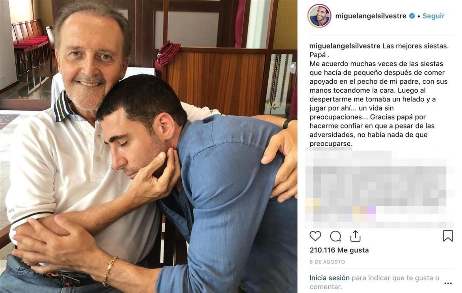 Silvestre y su padre, en la foto que  compartió ayer el actor en las redes.