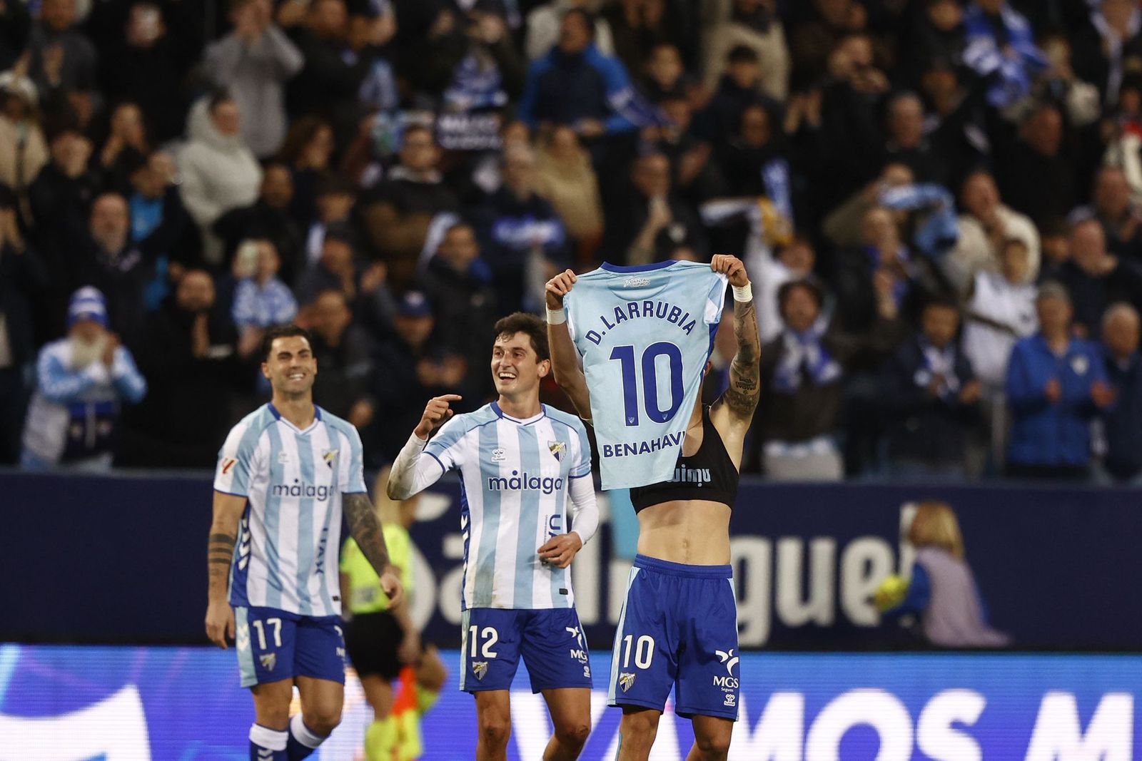 David Larrubia celebra el 2-1 ante la Cultural Leonesa.
