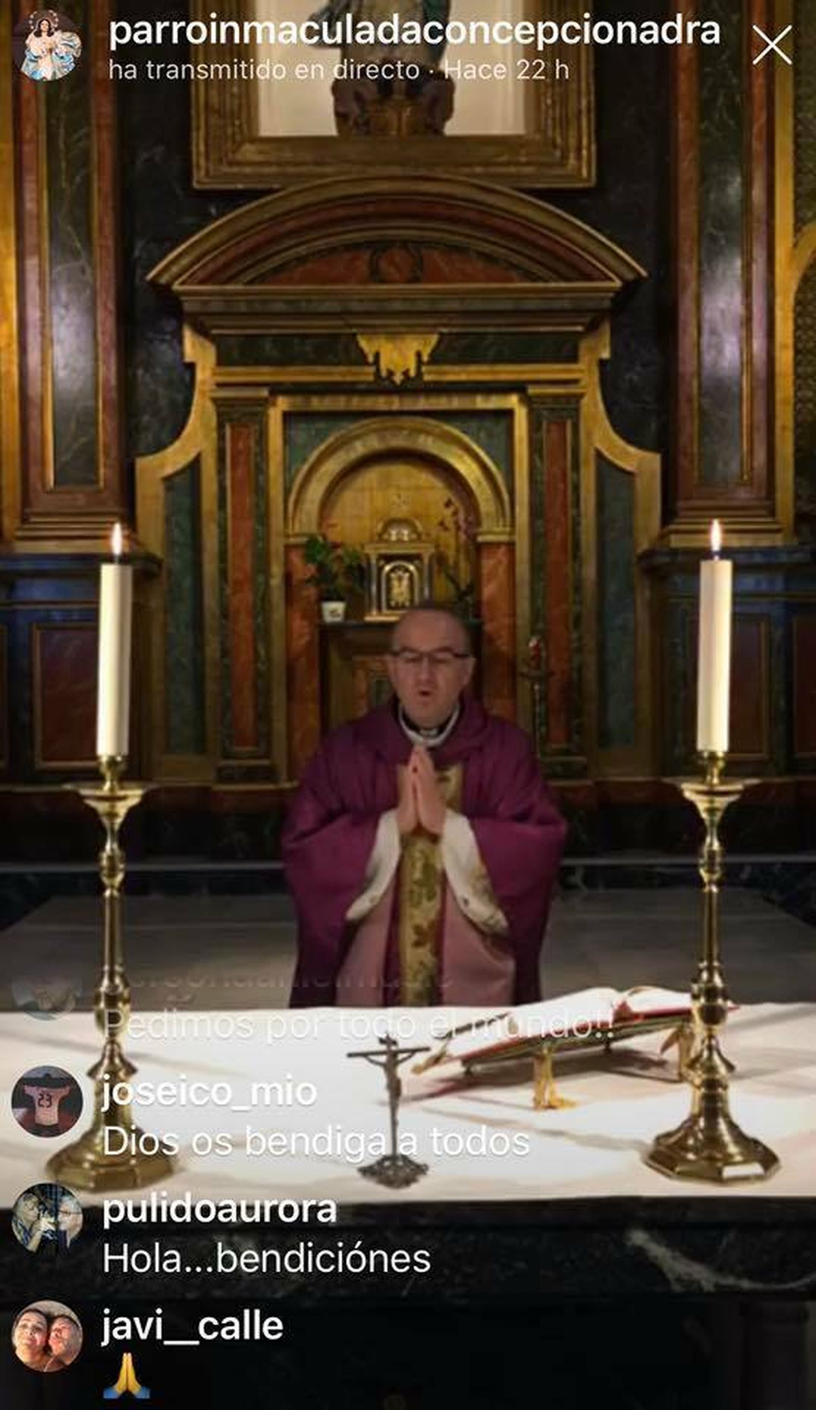 Un momento de la Eucaristía emitida en directo a todos los fieles.