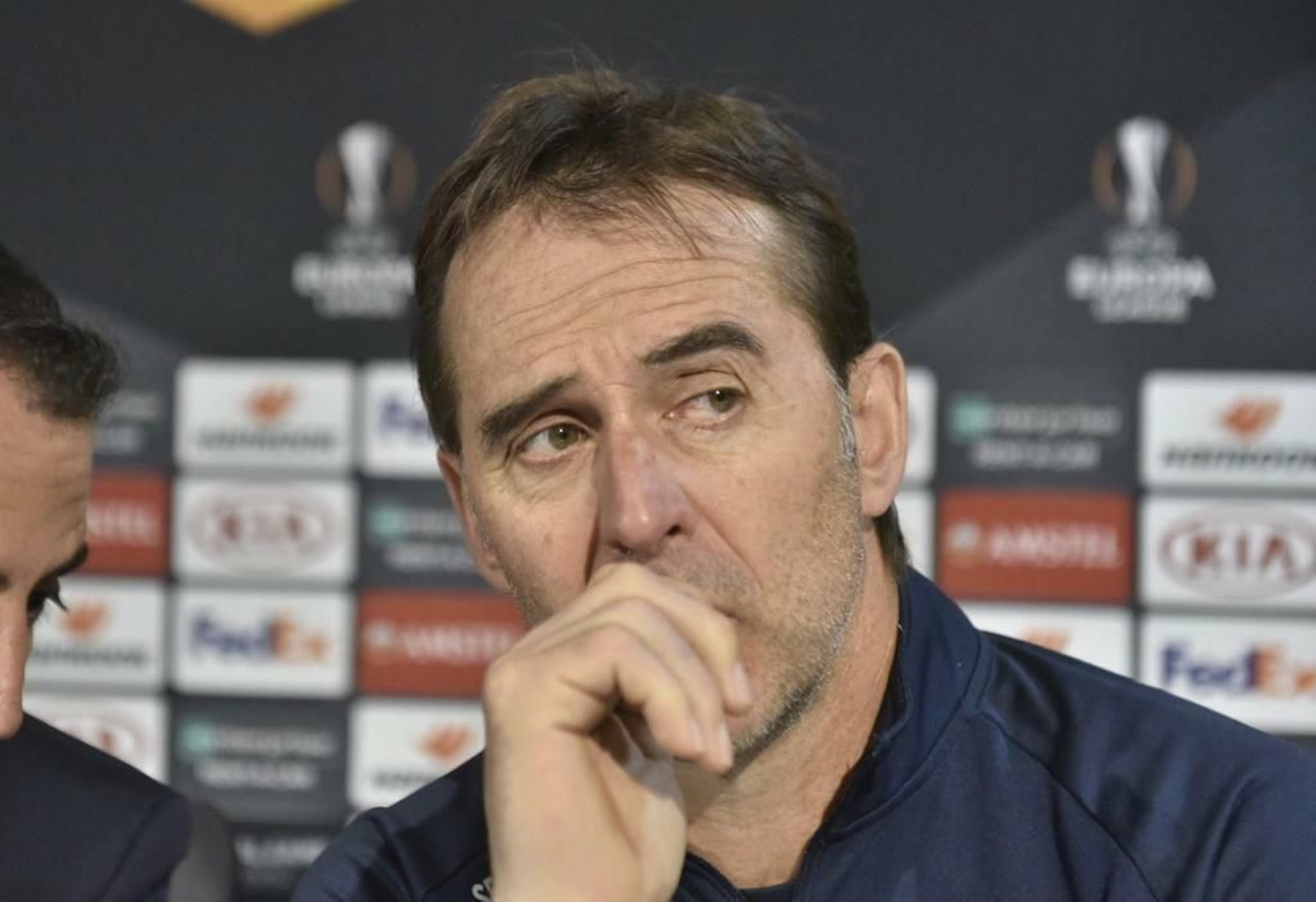 Julen Lopetegui, en la rueda de prensa oficial de la UEFA.