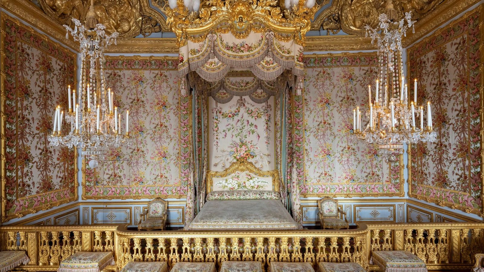 La habitación de la reina en el Palacio de Versalles.