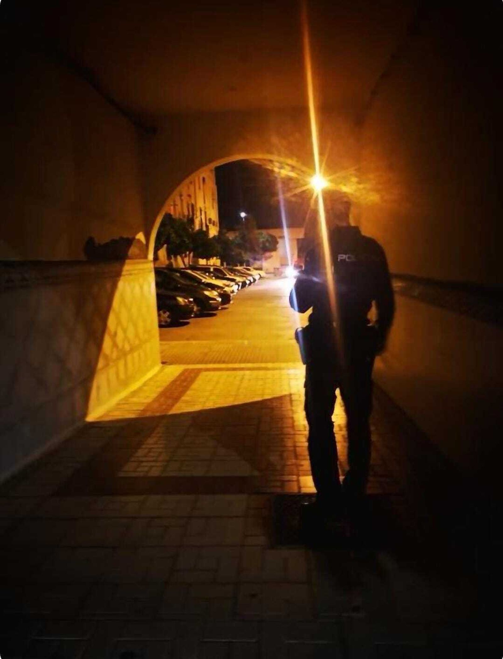 Un policía nacional durante la actuación