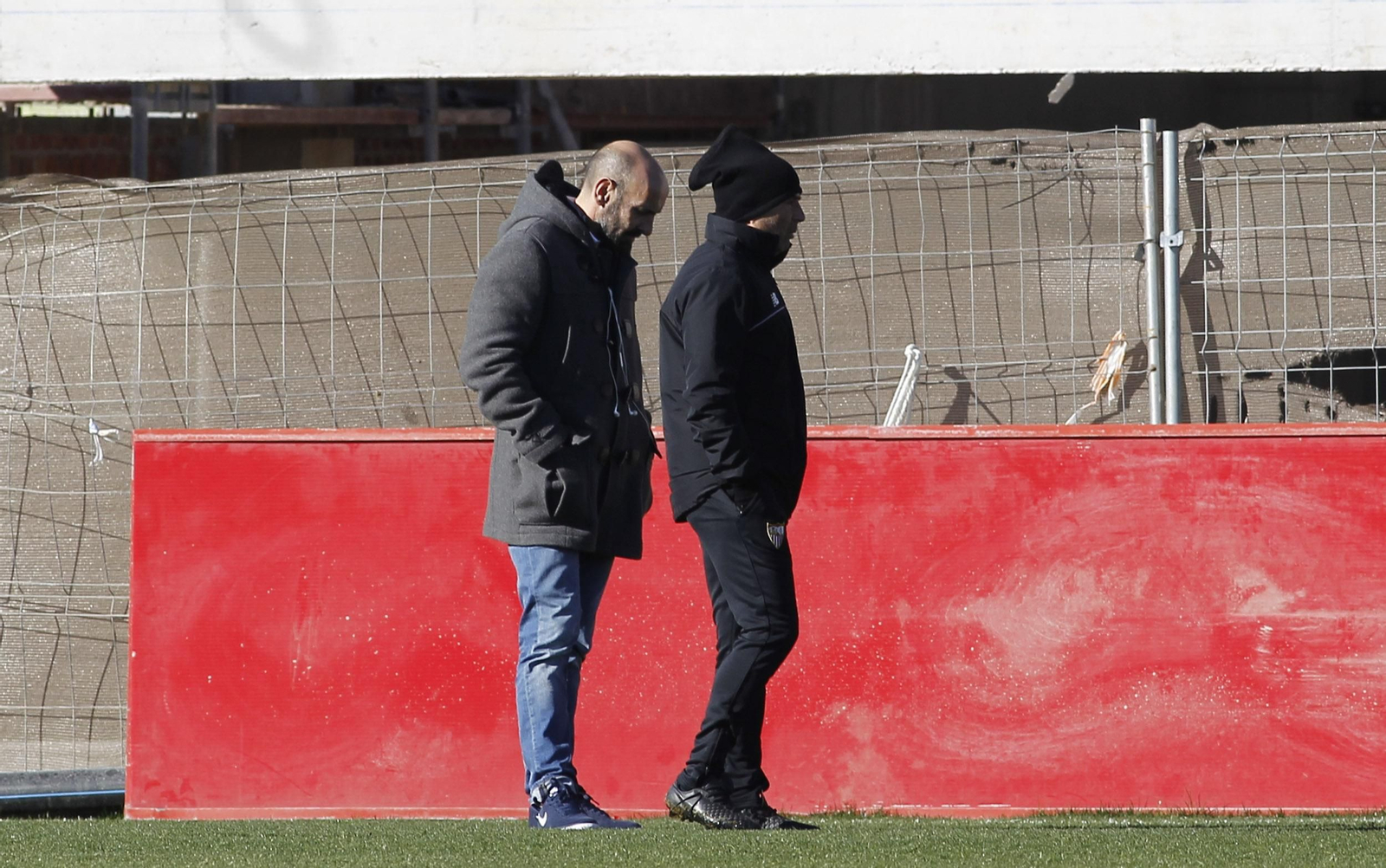 Sampaoli y Monchi, ayer.