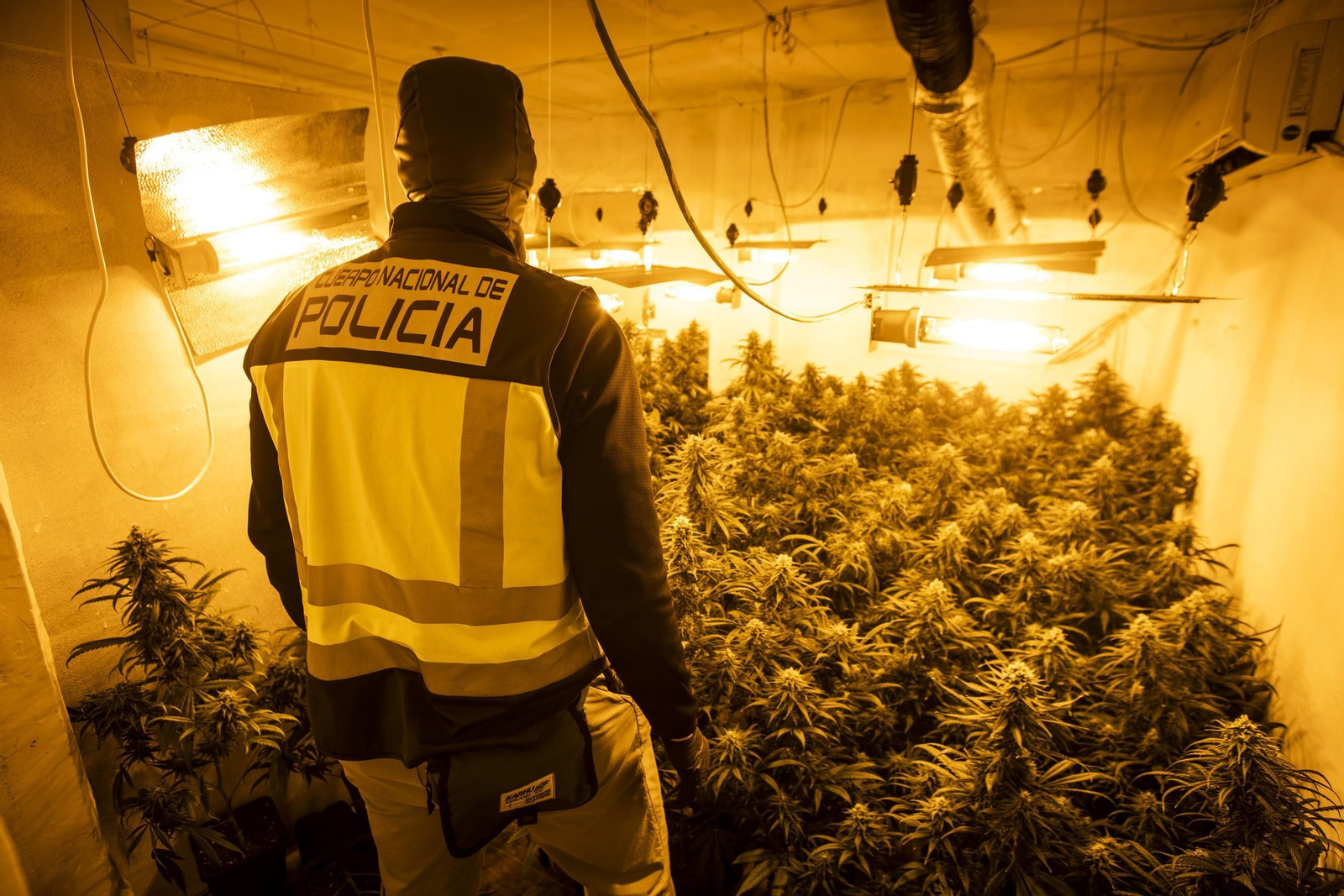 Imagen de archivo de un agente de la Policía Nacional de Granada en una redada antidroga