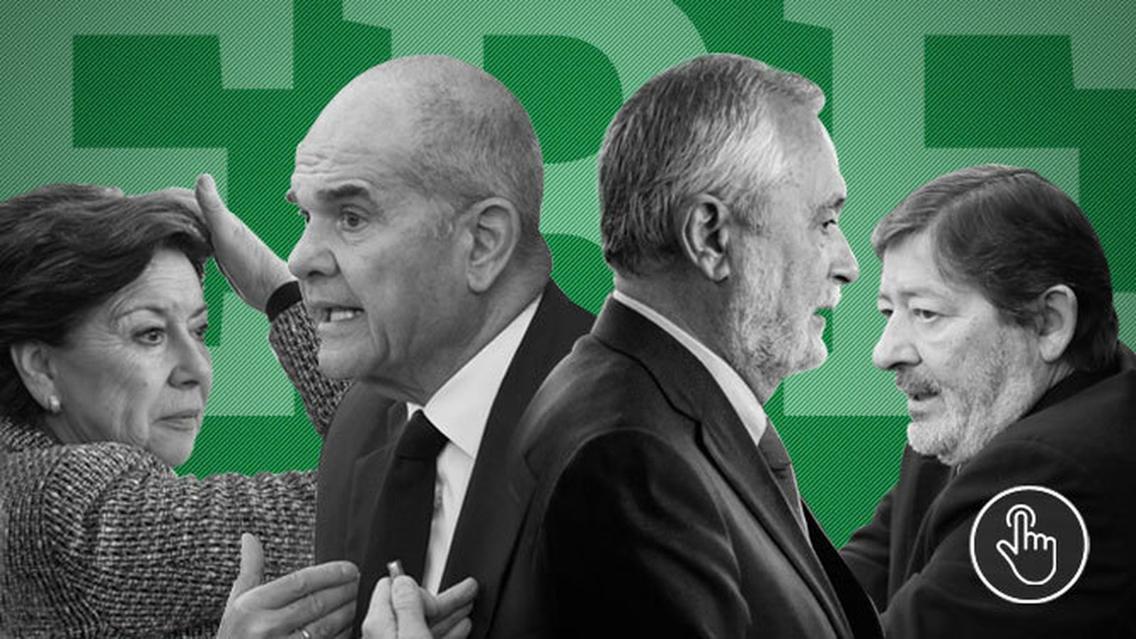 Magdalena Álvarez, Manuel Chaves, José Antonio Griñán y Francisco Javier Guerrero.