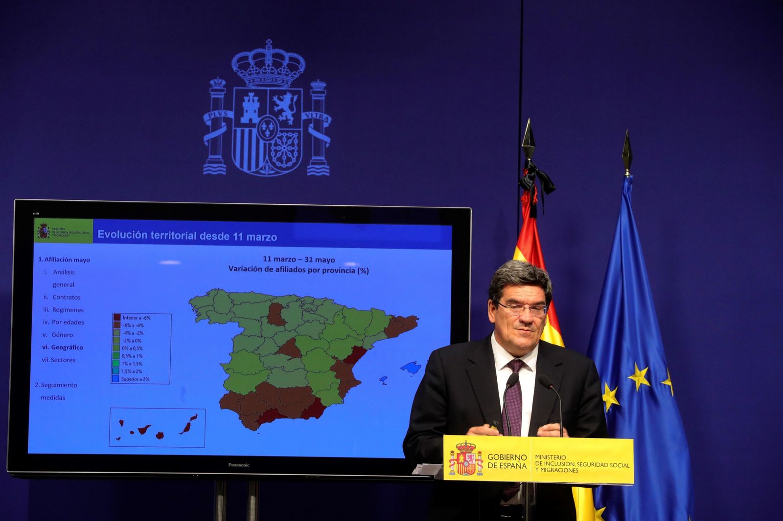 El ministro de Inclusión, José Luis Escrivá, este martes en rueda de prensa