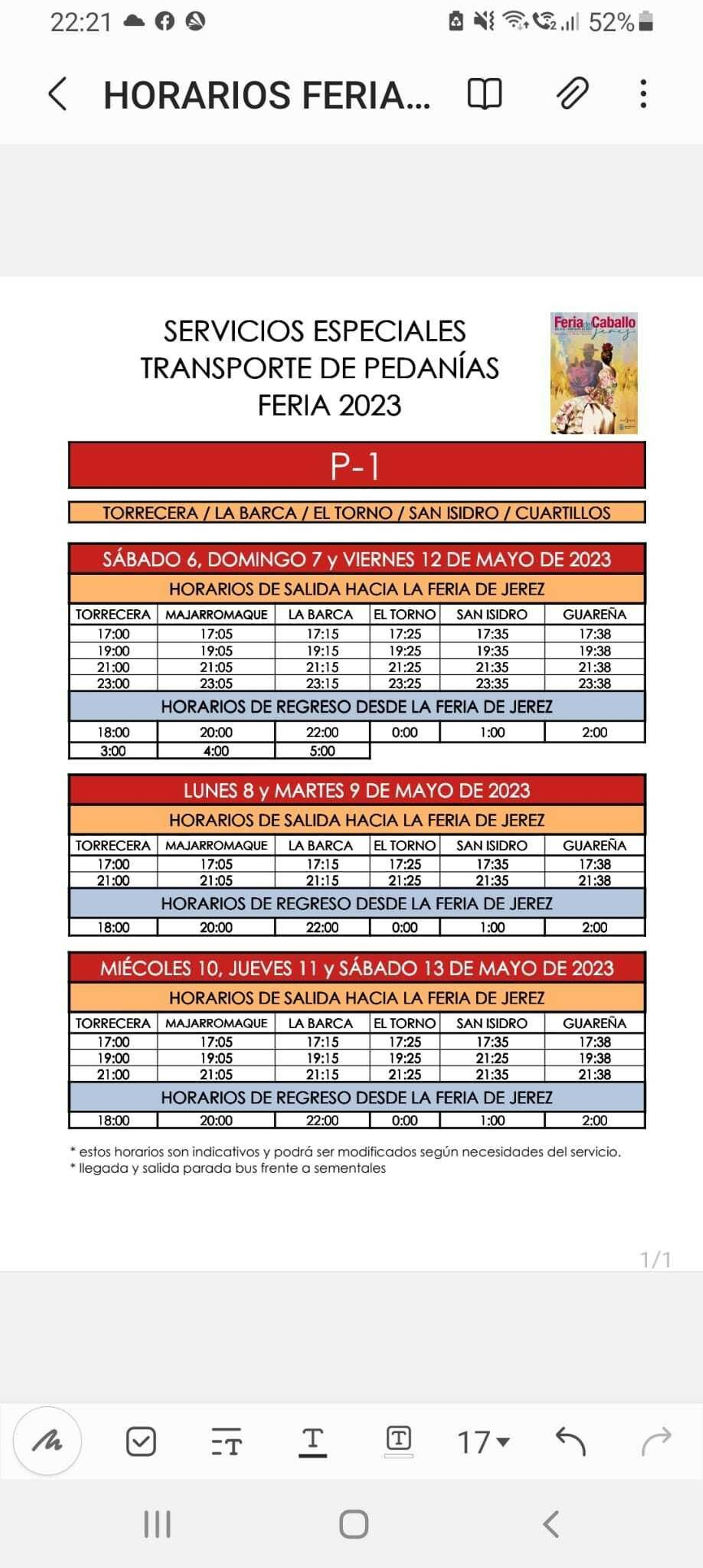 Horario. Horario.