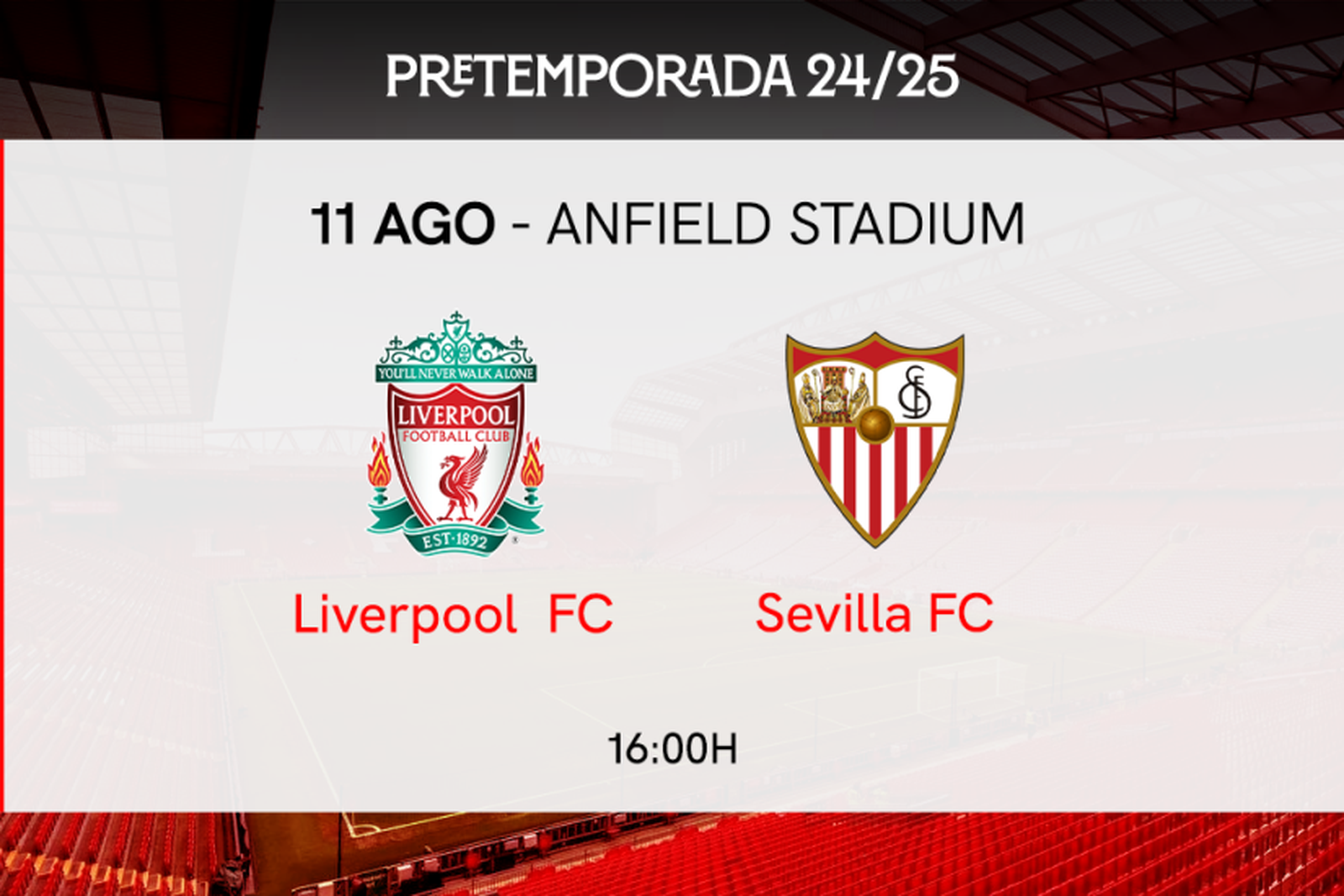 El Sevilla presenta un amistoso ante el Liverpool en Anfield