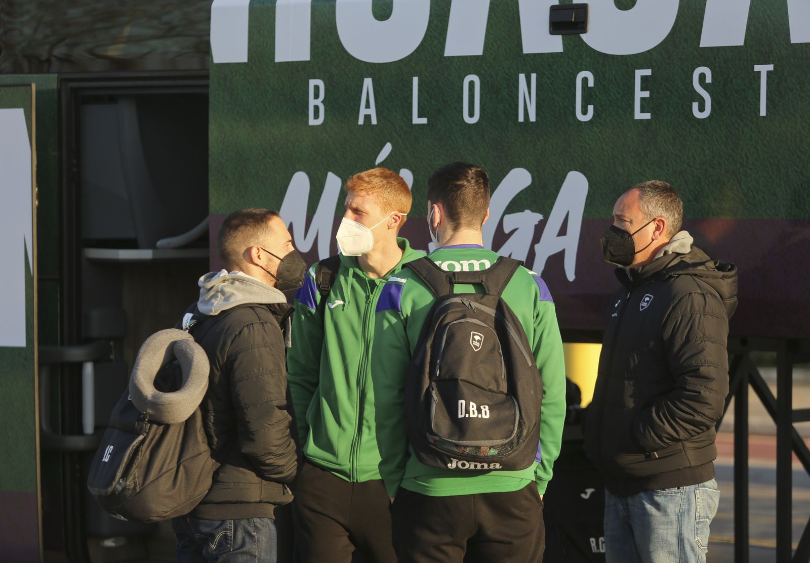 El Unicaja, antes de un desplazamiento.