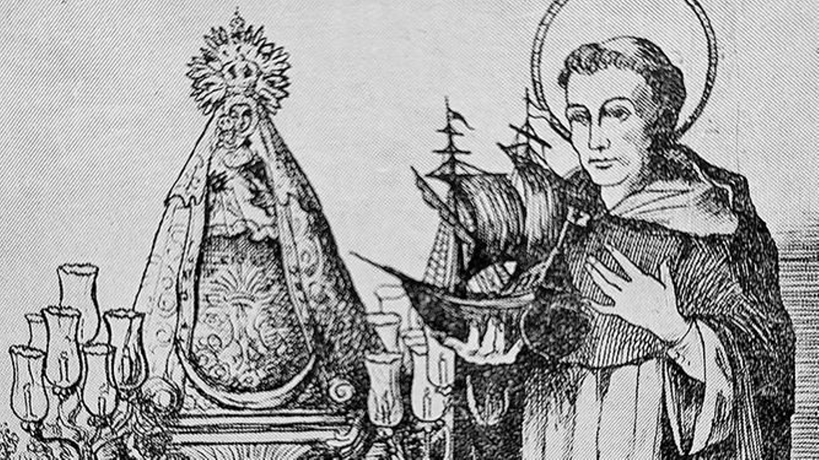 Grabado de la Virgen del Mar y San Telmo