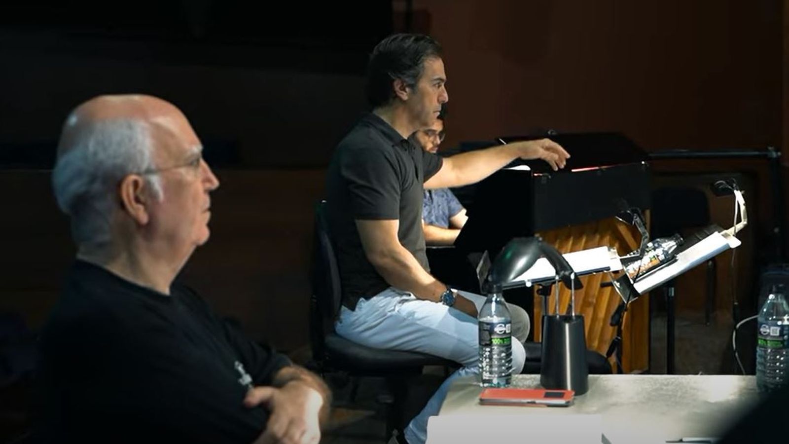 Francisco López y José María Moreno, atentos en un ensayo.