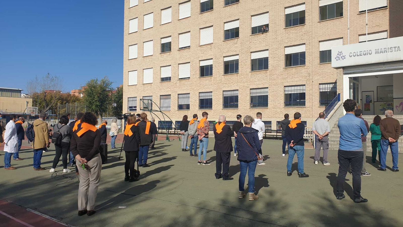 Concentración en el colegio Maristas de Córdoba.