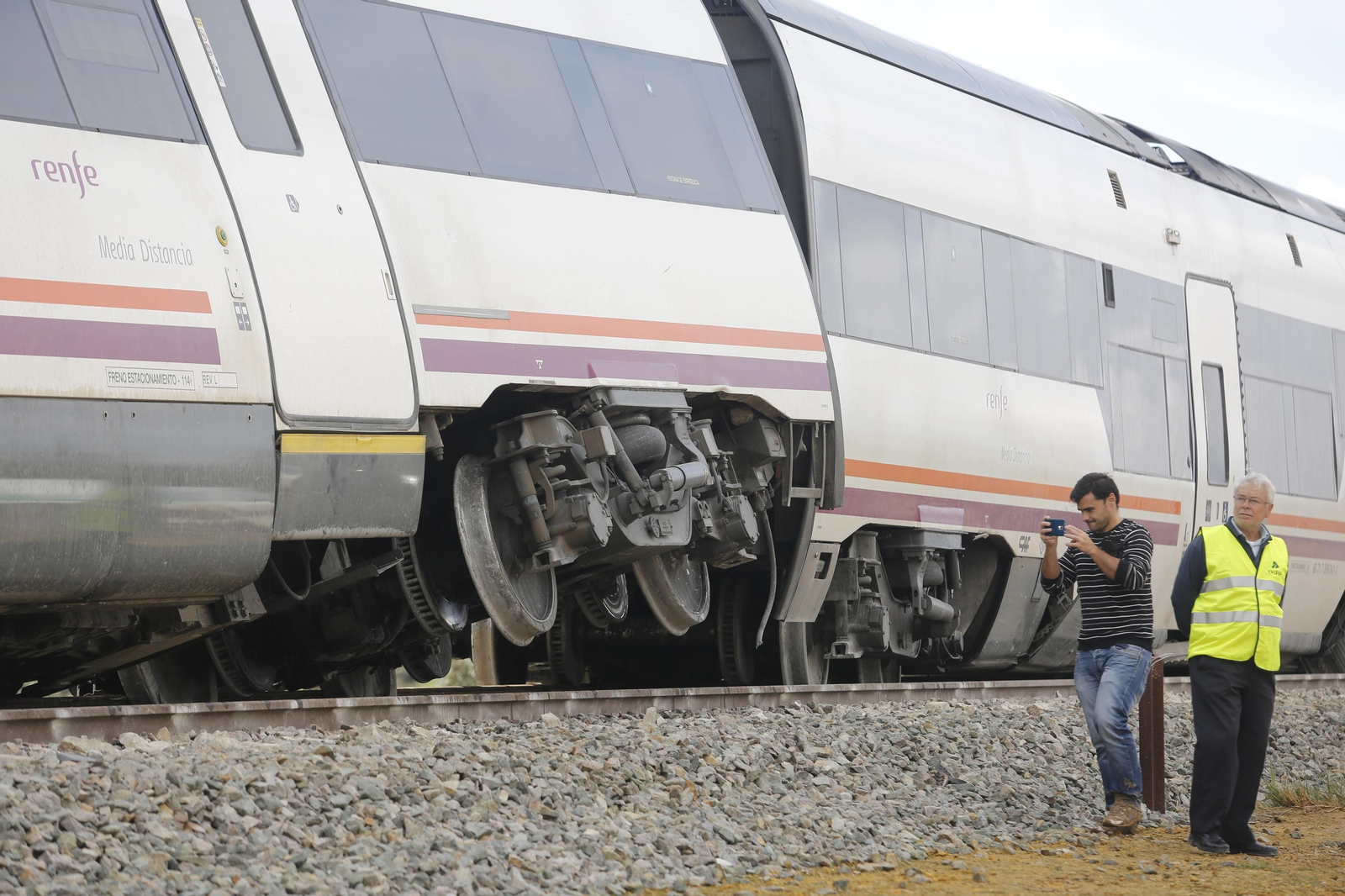 Detalle del vagón que ha descarrilado