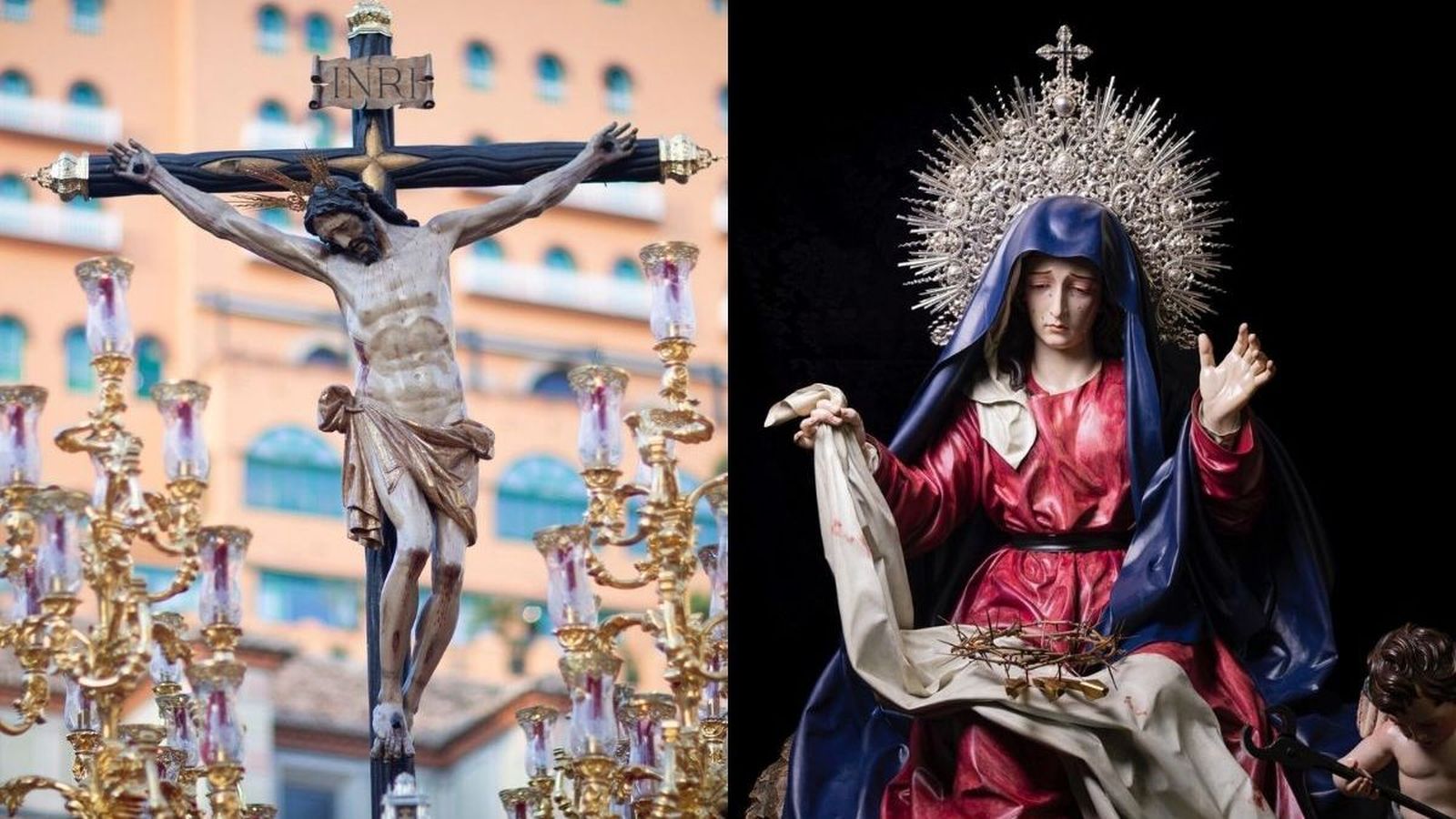 Santísimo Cristo de los Favores de Granada (izqda.) y Soledad de Nuestra Señora de Granada (dcha.)