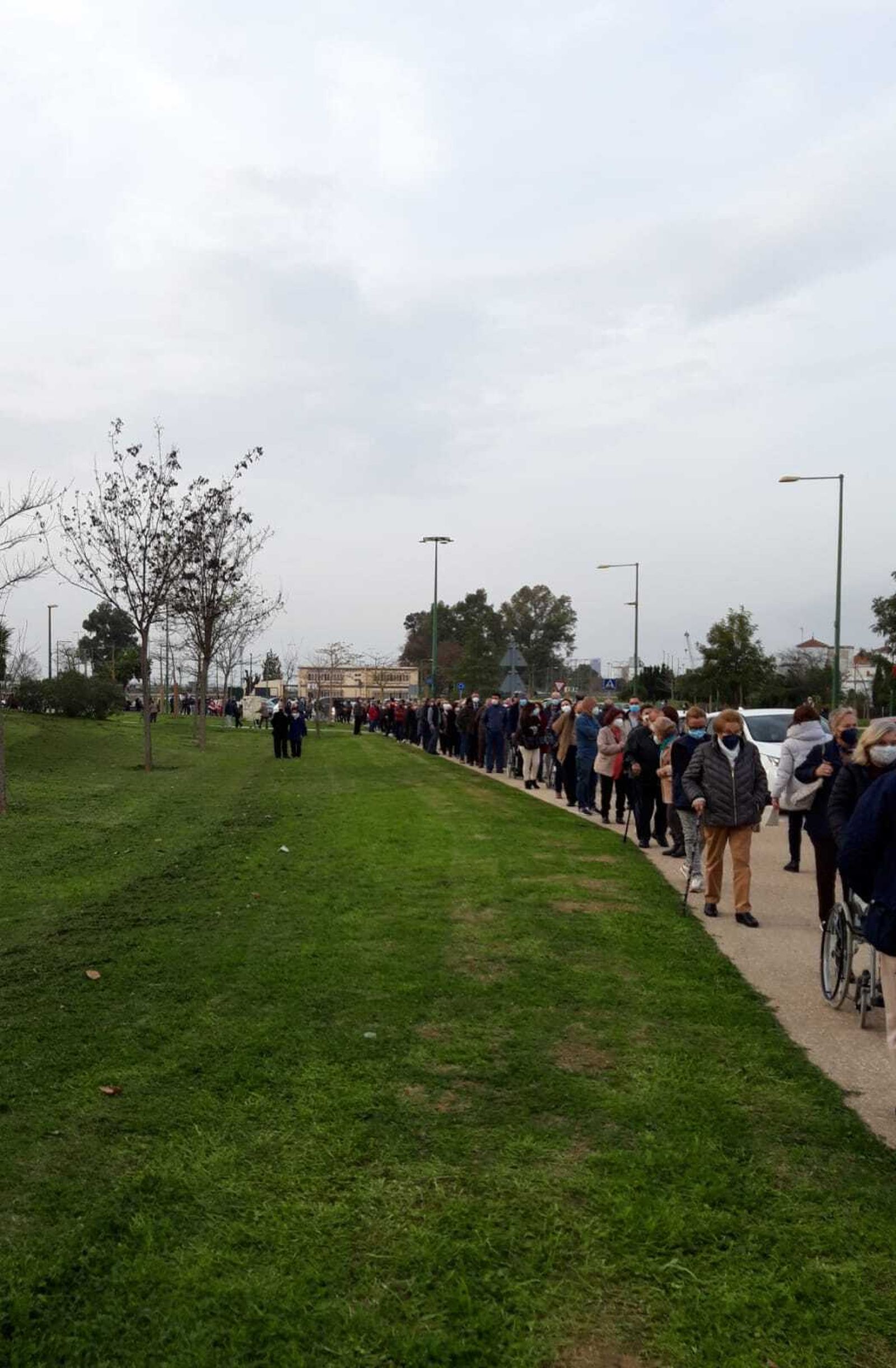 Mayores de 80 años tiene que soportar largas colas para acceder a la vacuna Covid.