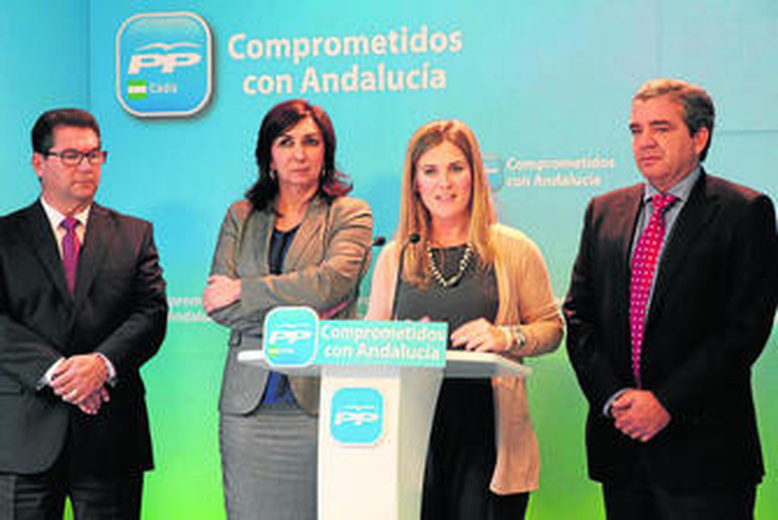De izquierda a derecha, Antonio Peña, Eva Corrales, Ana Mestre y Juan José Marmolejo, en la rueda de prensa de ayer en Cádiz.