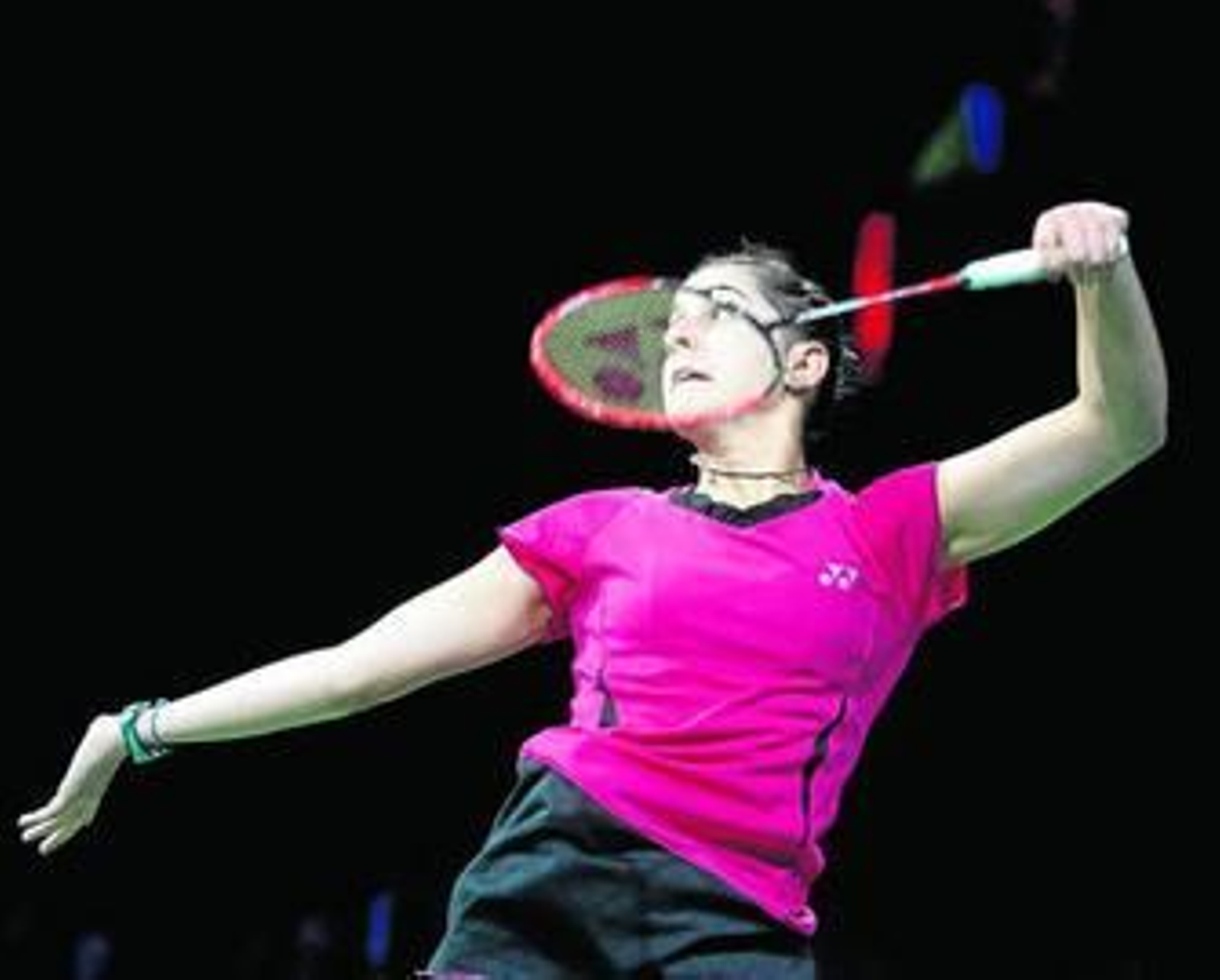 Carolina, durante uno de los puntos del duelo de ayer, afronta con optimismo la final ante la número uno mundial.