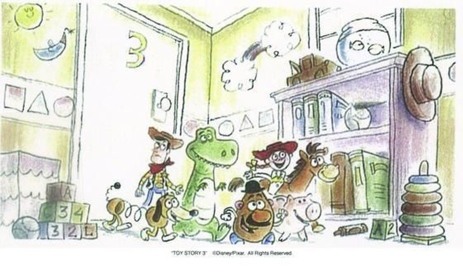 Unos de los dibujo previos a la realización de la película e Lee Unkrich.