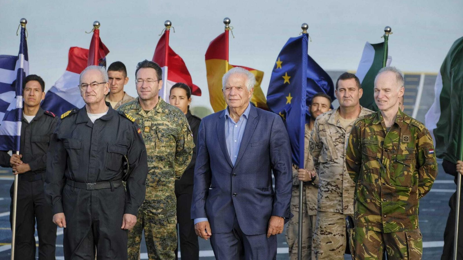 Josep Borrel asiste a una demostración del ejercicio Milex-23 de la Armada en la Base de Rota