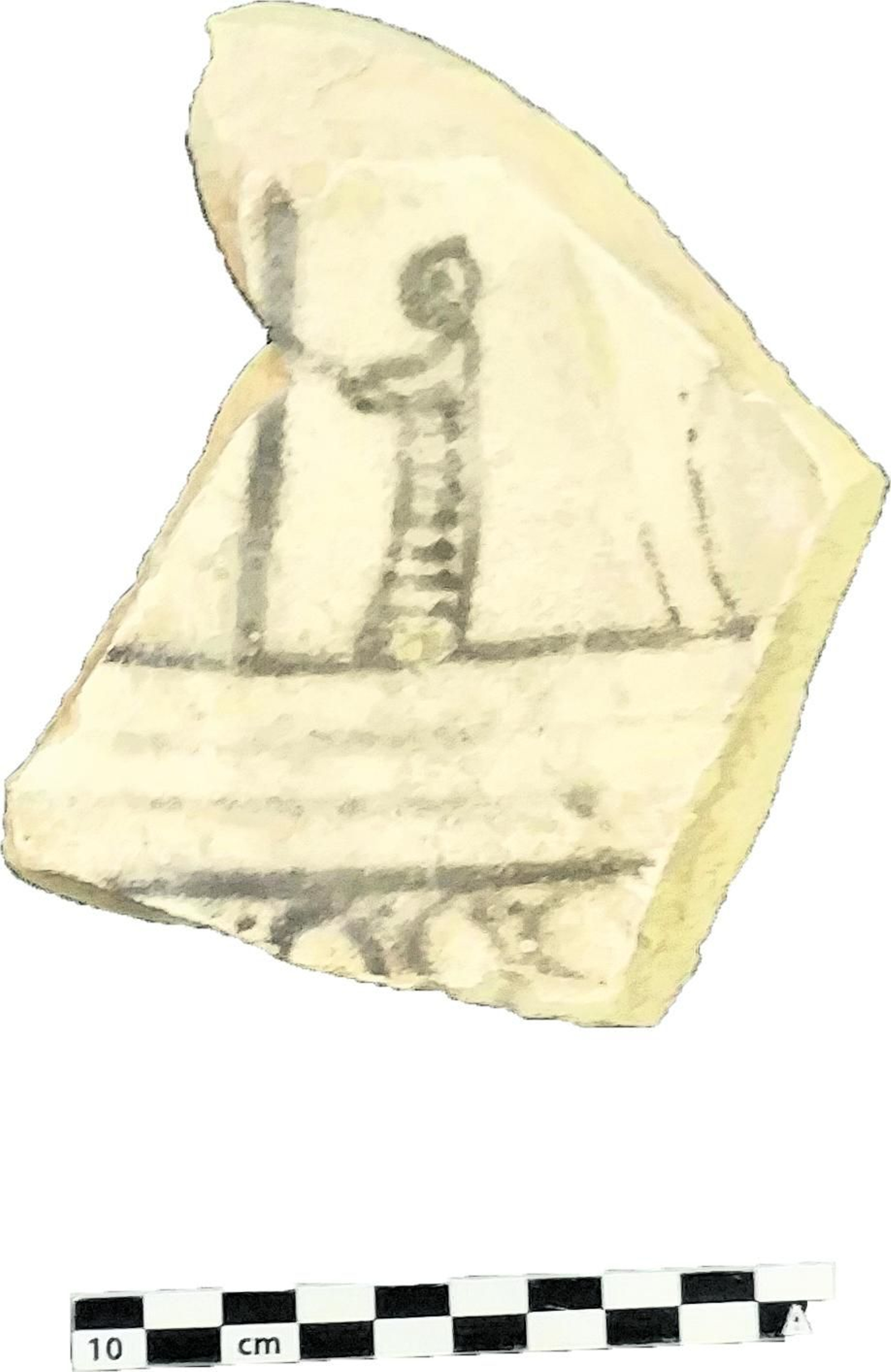 Antigua cerámica con un barco y su marinero pintado