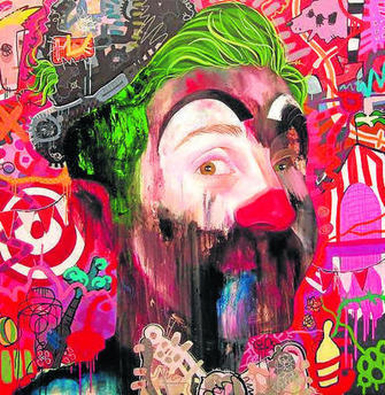 1. 'Augusto', representa a Juan Quimo. 2. 'Contraugusto', retrata a Rafa López.      3. 'Carablanca', retrata a Adrián Ssegura. 4. Los pintores con la comisaria.