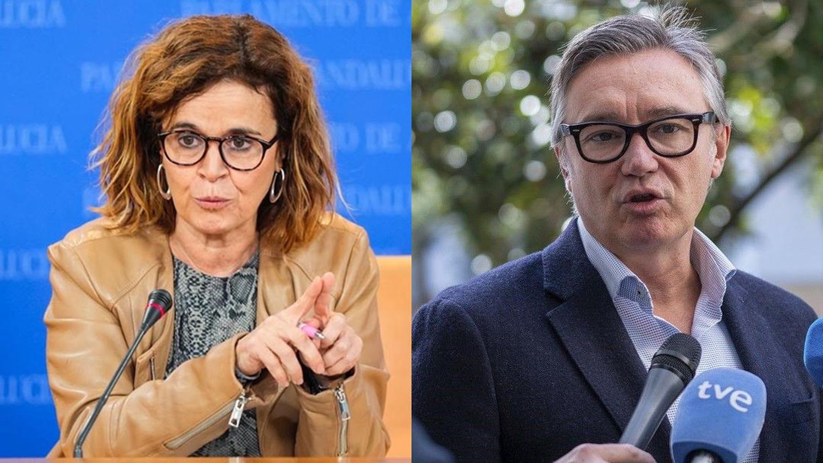 Esperanza Gómez, de Por Andalucía, y Manuel Gavira, portavoz de Vox.