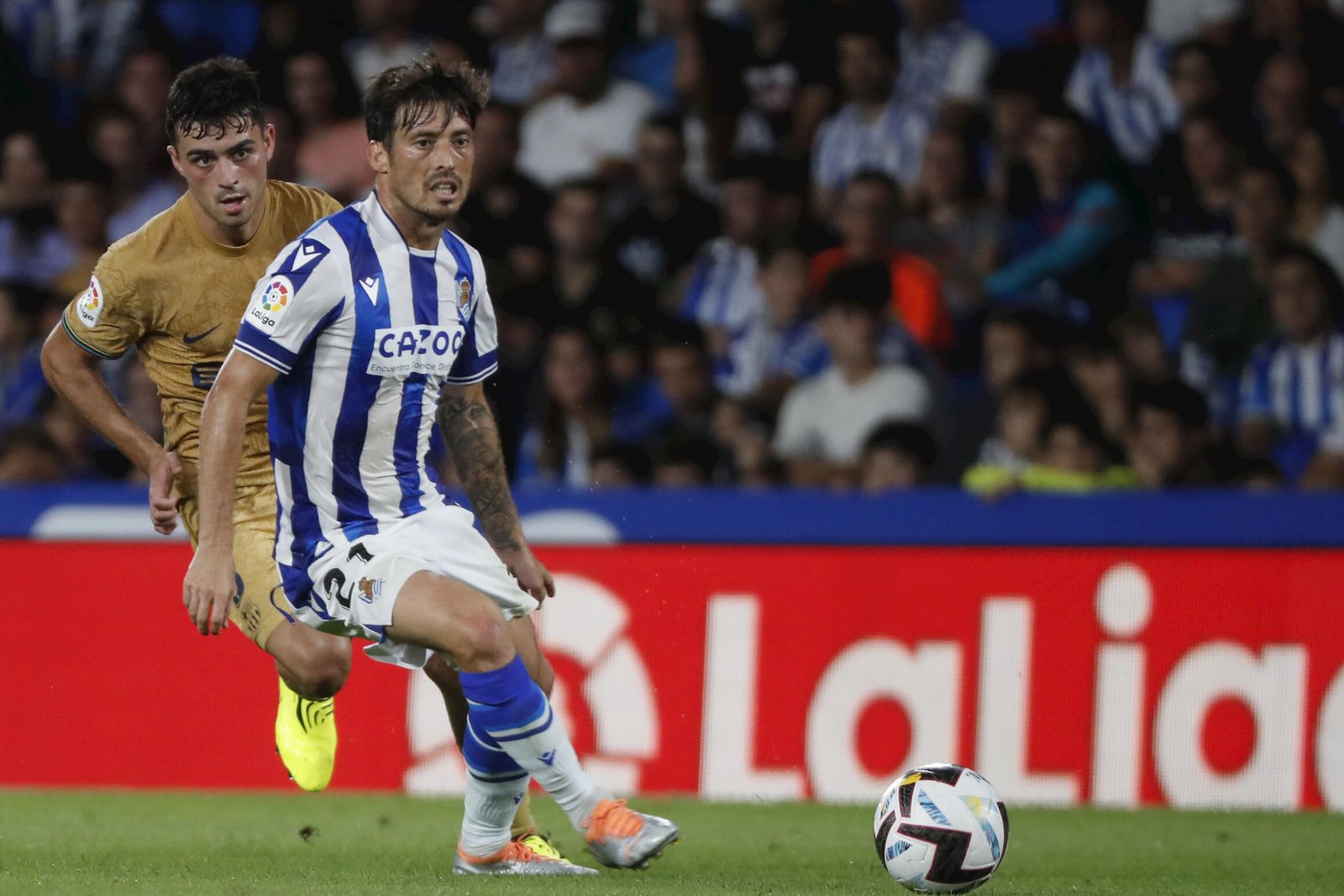 David Silva, en un encuentro con la Real Sociedad.