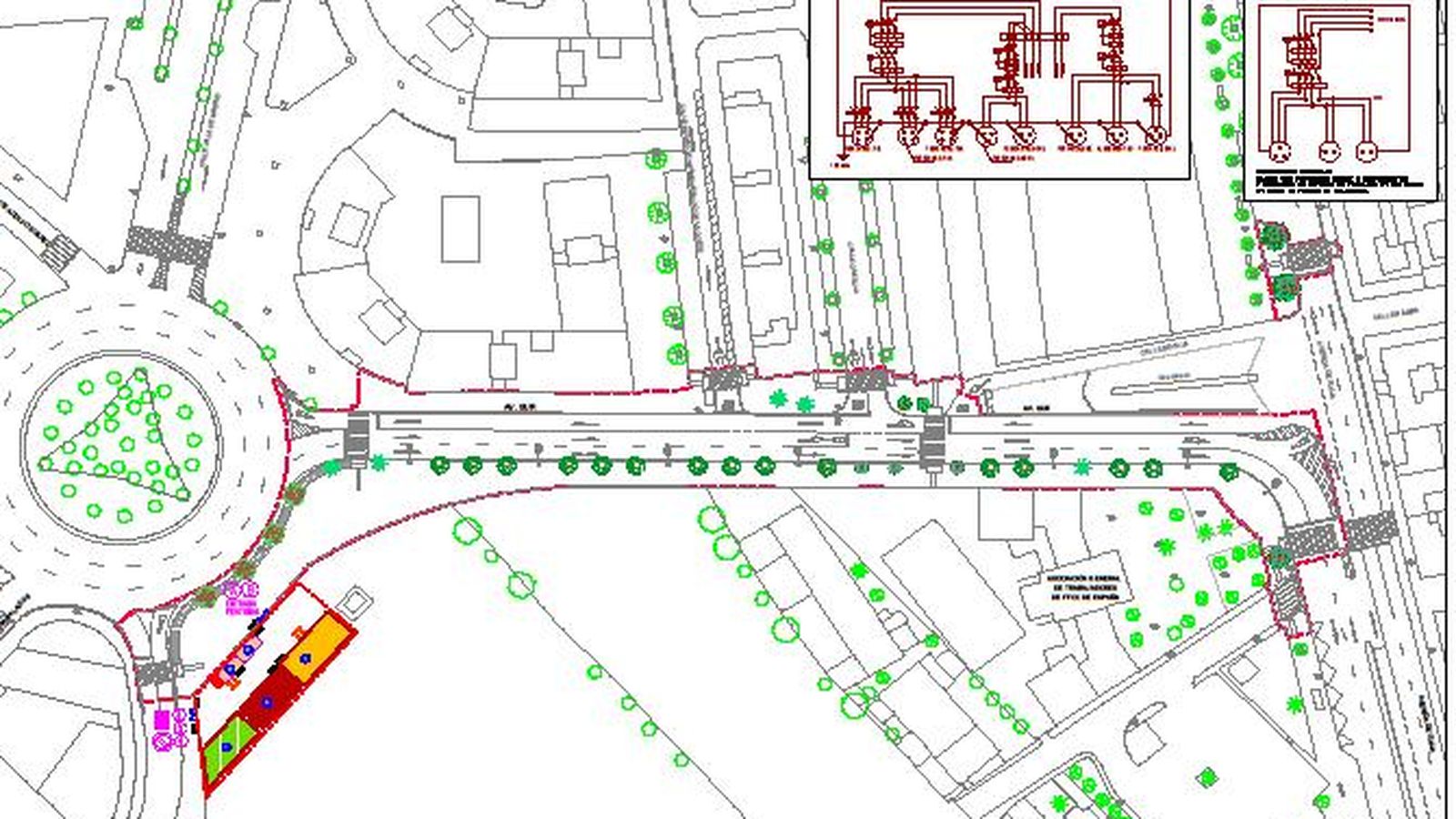 Plano de la actuación prevista en la calle Ángel Muriel con los nuevos pasos de peatones.