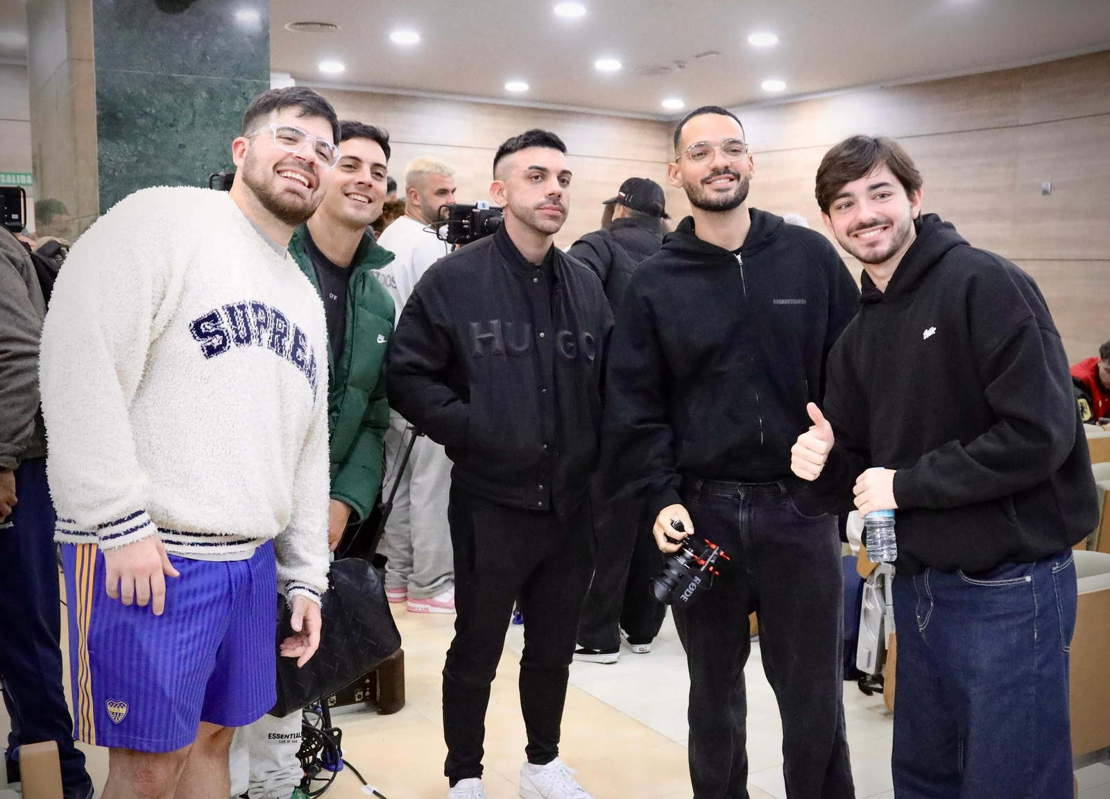 La Cobra, Coscu, DJMariio, Will y Vincent, en la sala de prensa de La Rosaleda