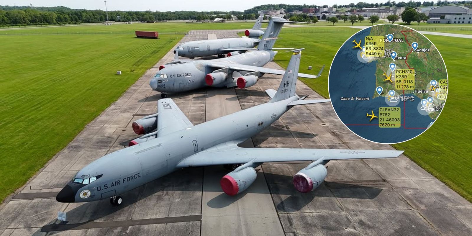 Las aeronaves de reabastecimiento en vuelo y combate cruzaron el Atlántico desde la base de Spokane.
