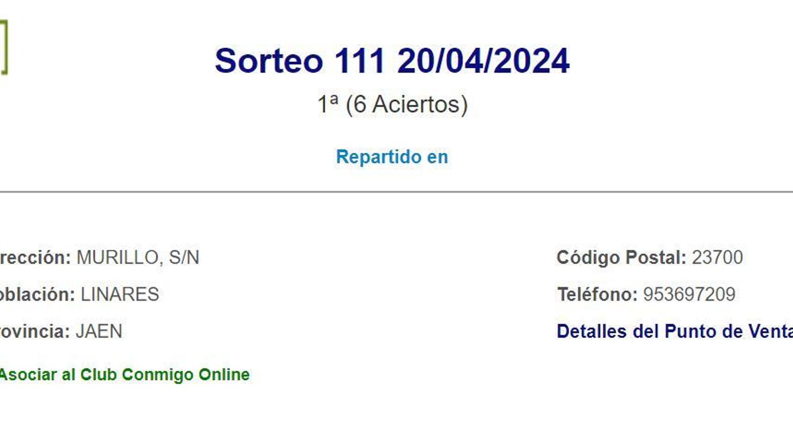 Sorteo de la Bonoloto del 20 de abril de 2024.