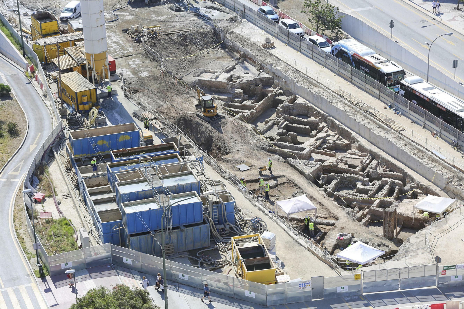 Fotos de los restos arqueológicos encontrados en la obra del Metro de Málaga