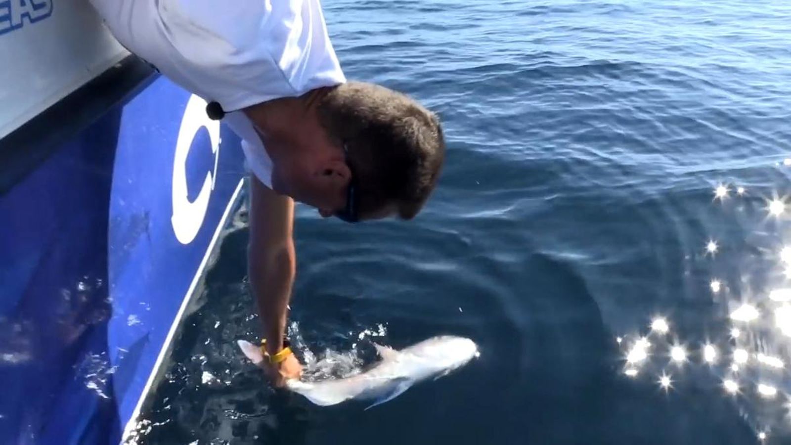 Los dos pescadores onubenses practican una pesca responsable al devolver las capturas a su hábitat