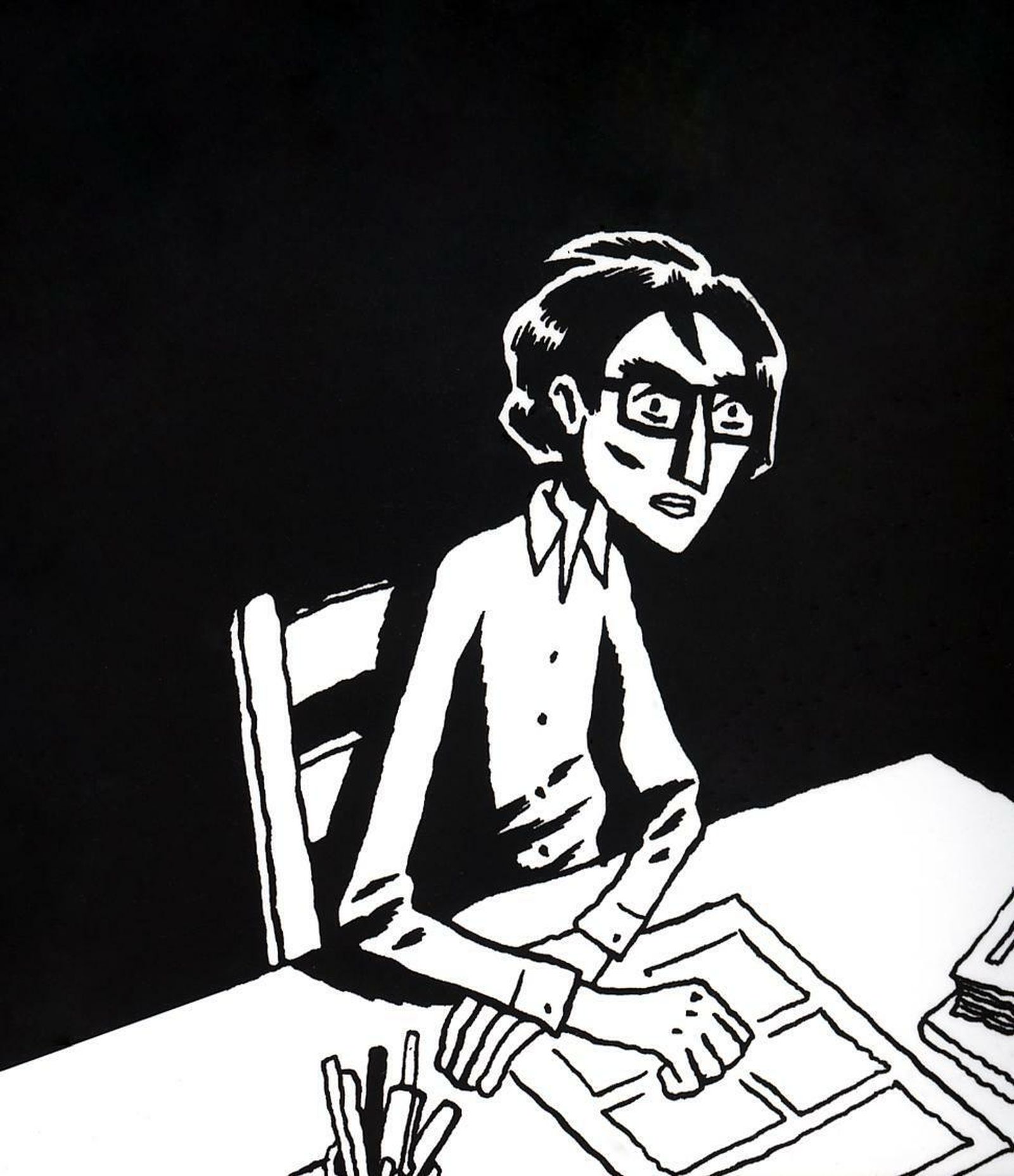 Autorretrato del guionista y dibujante David Beauchard, conocido como David B.  (Nîmes, 1959).