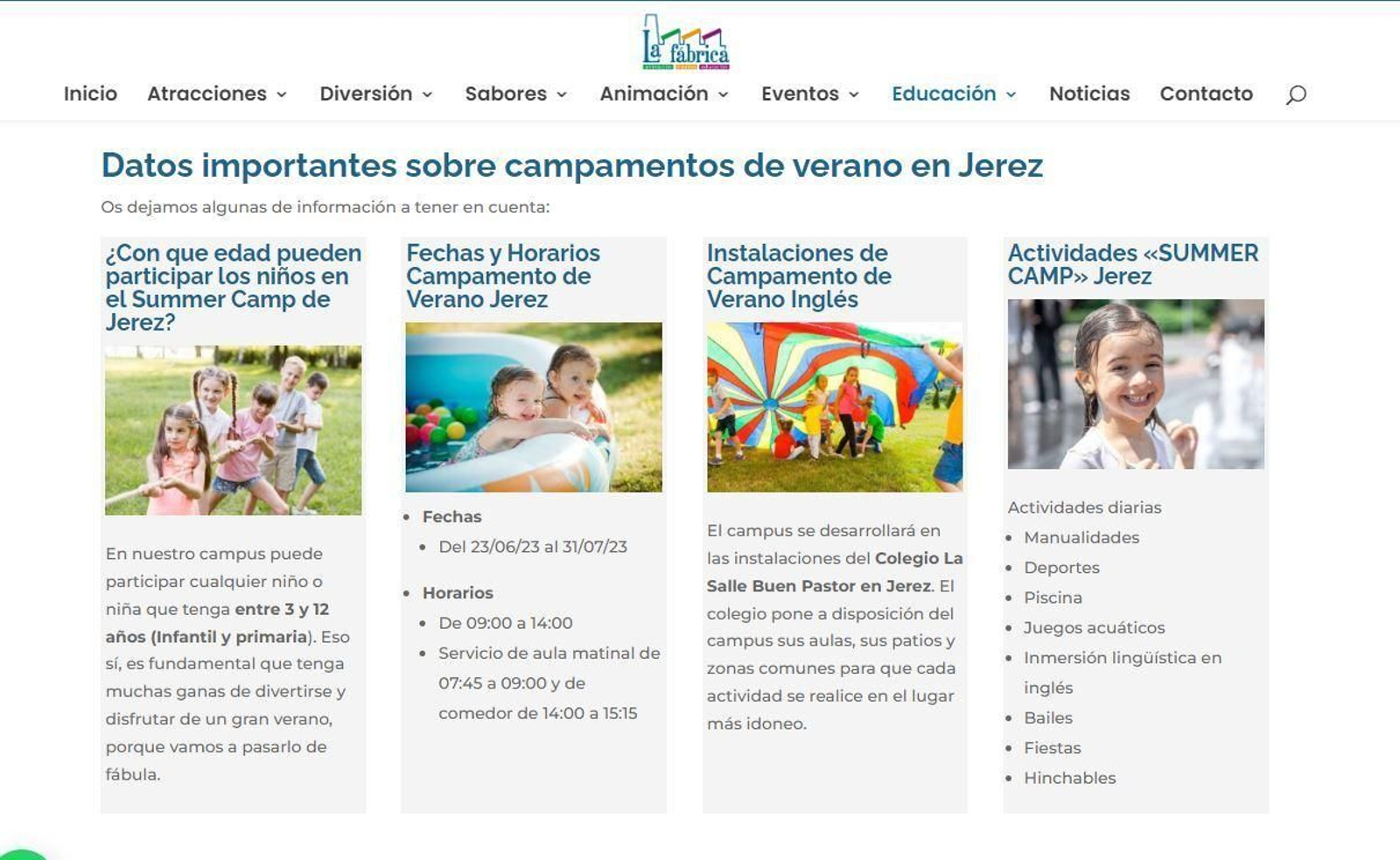 Campamentos de verano en Jerez