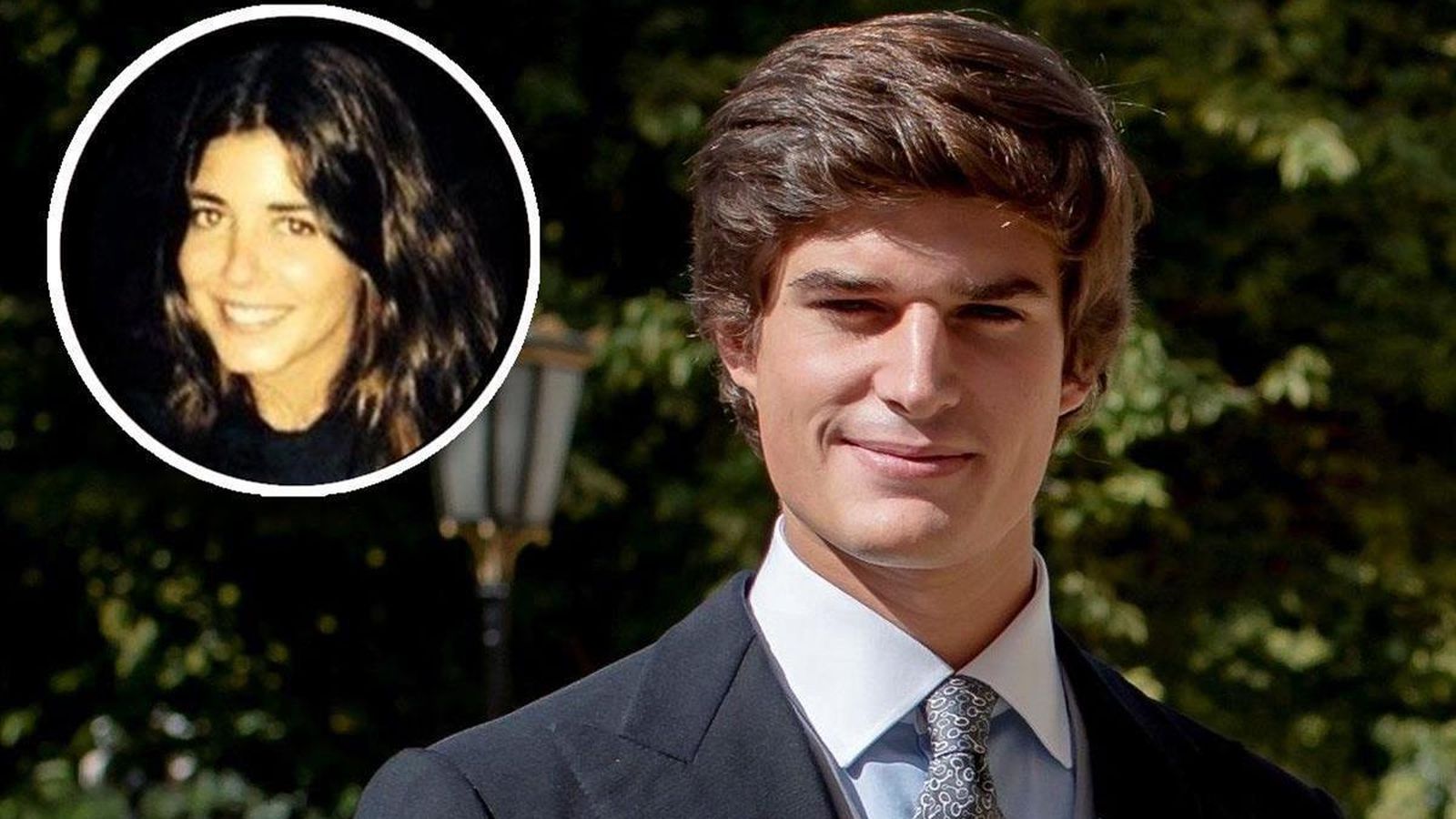 Carlos Fitz-James Stuart, hijo pequeño del duque de Alba y Matilde Solís. En el recuadro su novia, Belén Corsini.