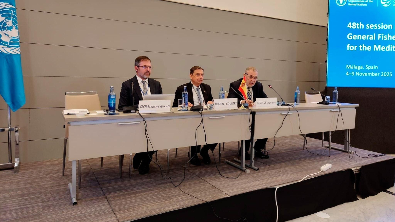 El ministro de Agricultura, Pesca y Alimentación, Luis Planas, en la apertura de la 48 sesión anual de la Comisión General de Pesca del Mediterráneo y mar Negro (CGPM), que se celebra en Málaga