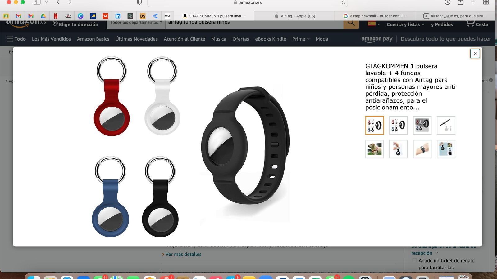 1 pulsera lavable + 4 fundas compatibles con Airtag