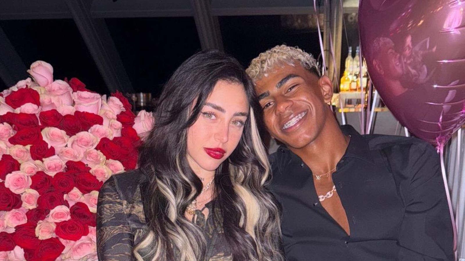 Lamine Yamal y Nicki Nicole durante la el cumpleaños de la cantante