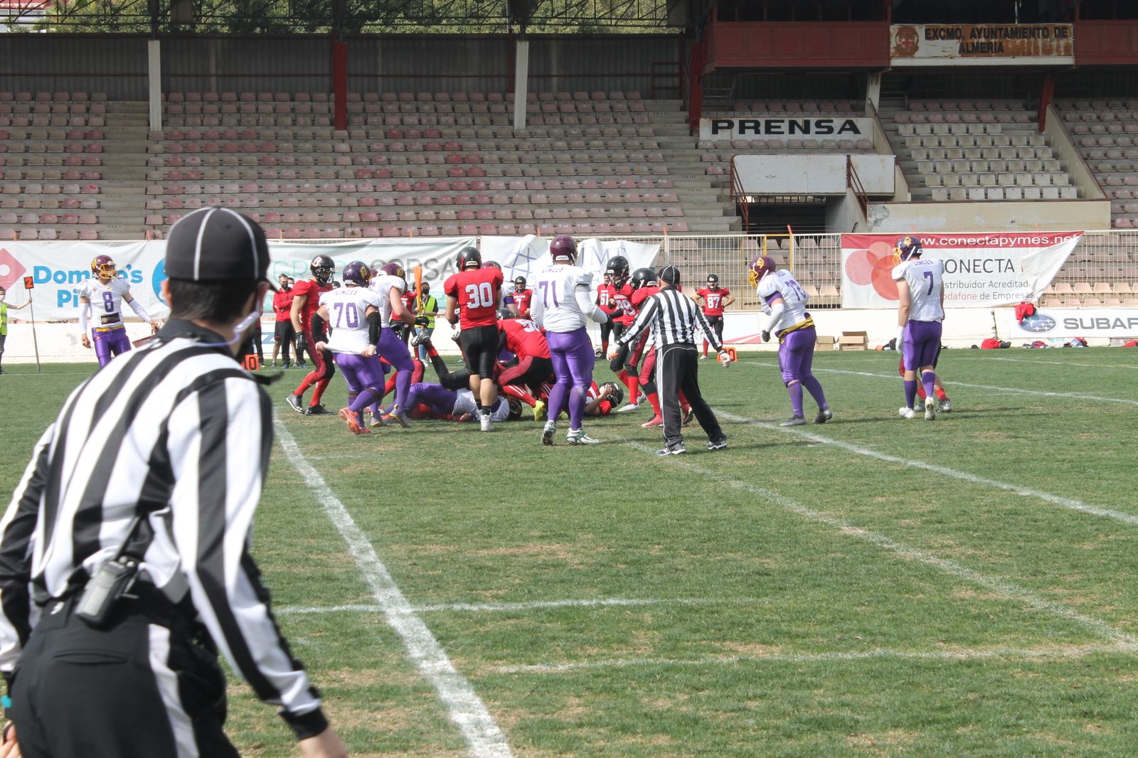 Una imagen del partido de los Linces.