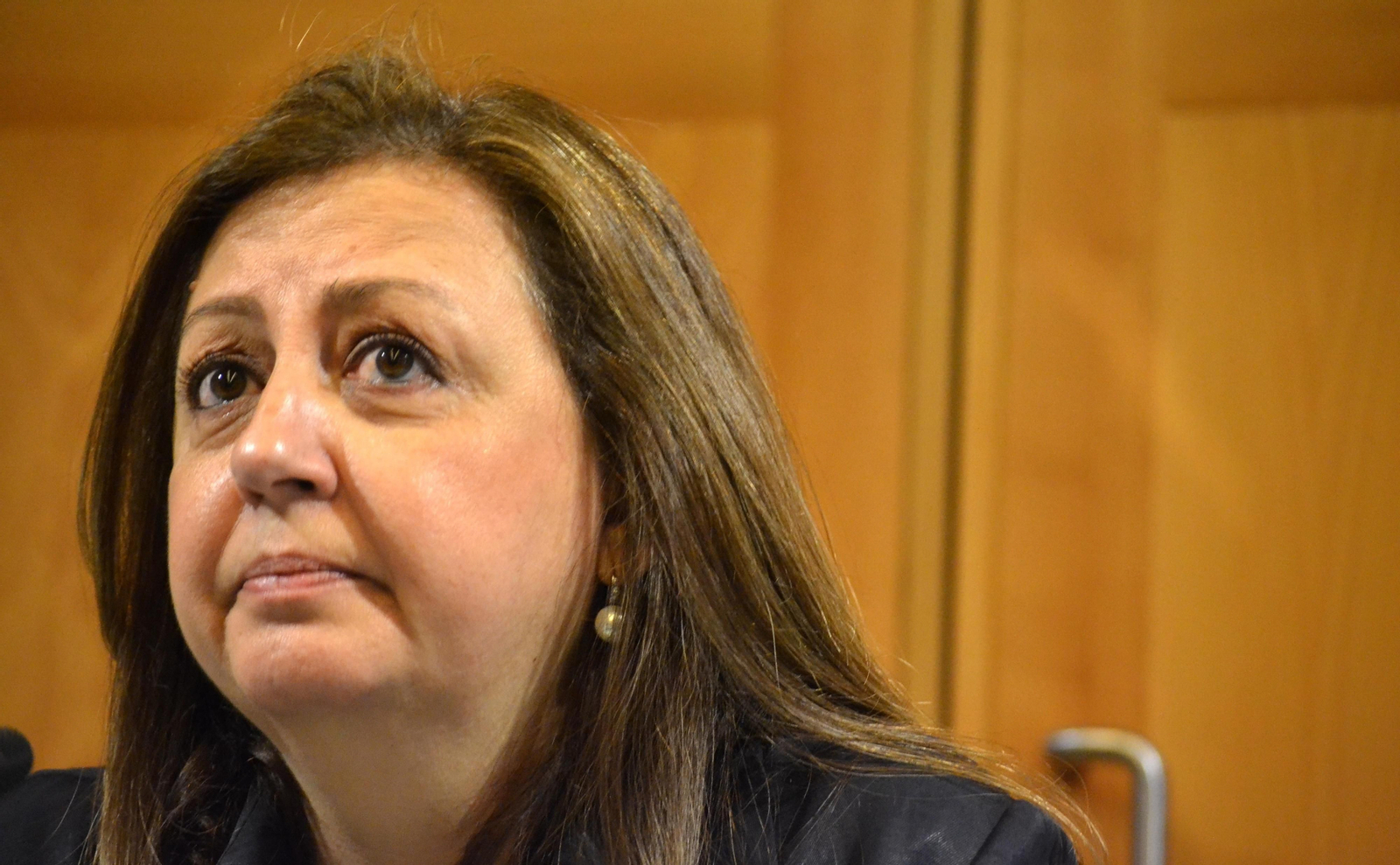 María del Mar Villafranca, en una comparecencia ante los medios de comunicación a raíz del caso audioguías