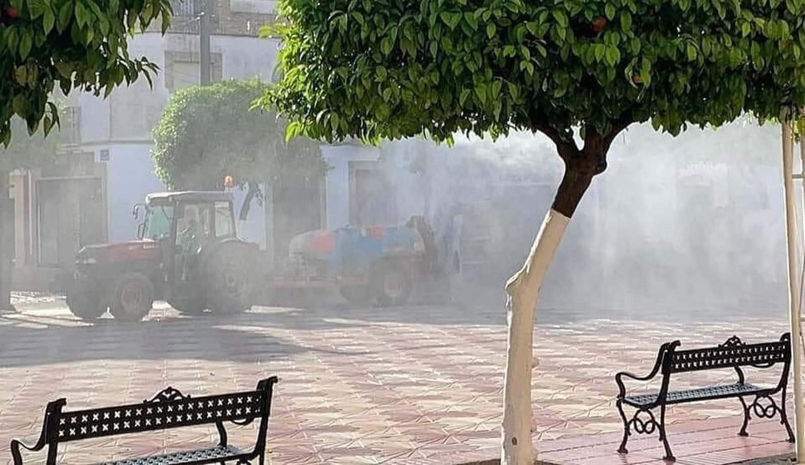 Labores de fumigación en Fuente Palmera. Labores de fumigación en Fuente Palmera.