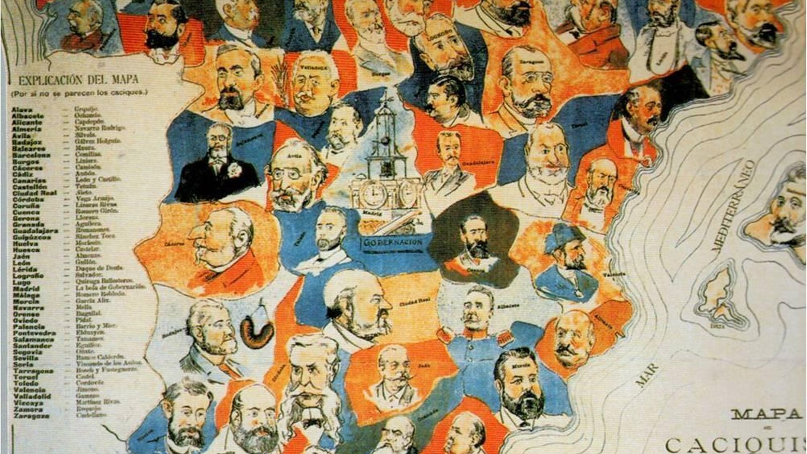 Mapa del Caciquismo en España. S. XIX.