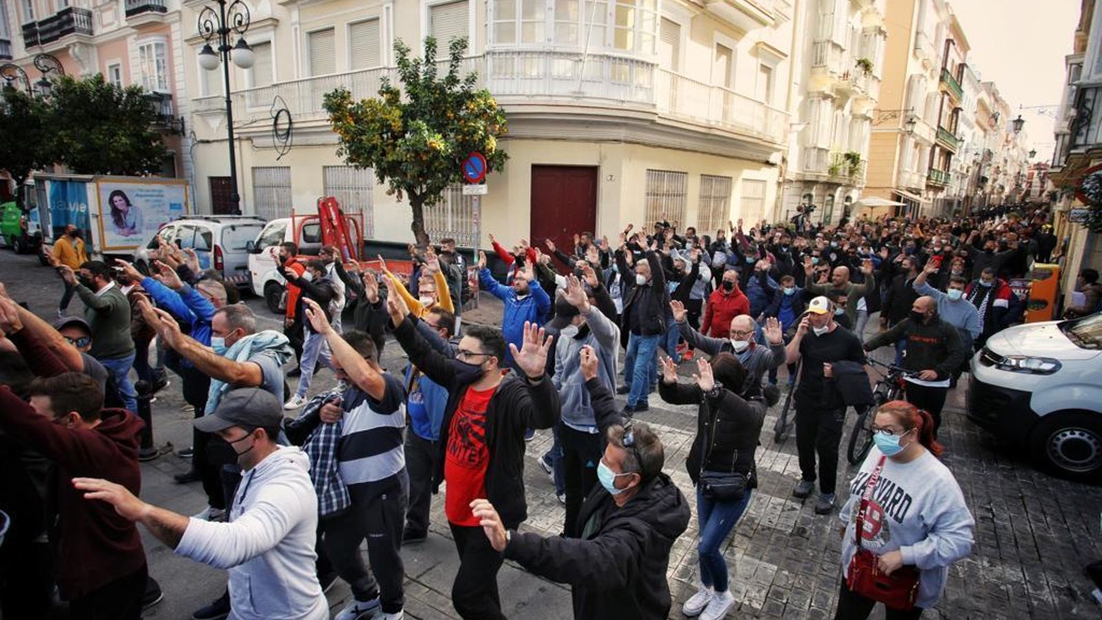Los manifestantes llegando a San Antonio.